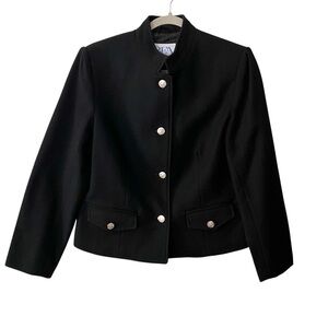 100% Wool blazer/coat black silver buttons size 8P